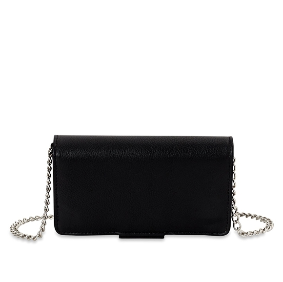 NEW Women’s Small Black Vegan Leather Chain Link Strap Crossbody Bag - Picture 3 of 4